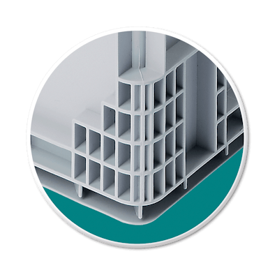 Behälter XLmotion Detailansicht der Rippengeometrie Behälter XLmotion Detailansicht der Rippengeometrie