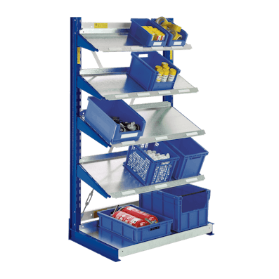 Kragarmregal Typ L mit Schrägböden 02 Kragarmregal Typ L mit Schrägböden 02