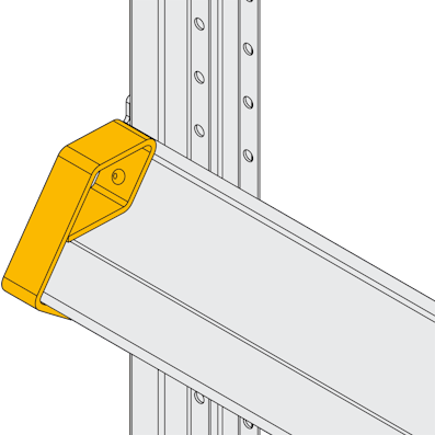 Detailansicht der Durchschubsicherung in Ebene für Einfahrregal, Zeichnung Detailansicht der Durchschubsicherung in Ebene für Einfahrregal, Zeichnung