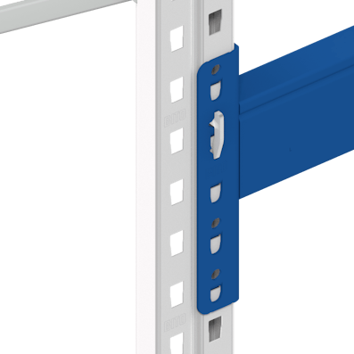 Detailansicht von Anschluss Traverse an Stütze vom Palettenregal-System PRO, Zeichnung Detailansicht von Anschluss Traverse an Stütze vom Palettenregal-System PRO, Zeichnung