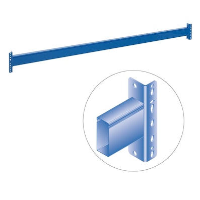 Detailansicht mit Längstraverse BITO-Twintop-Profil für Palettenregal-System PRO Detailansicht mit Längstraverse BITO-Twintop-Profil für Palettenregal-System PRO