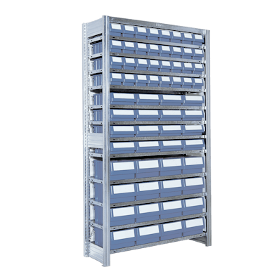 Fachbodenregal als Behälterregal mit Regalkästen RK Fachbodenregal als Behälterregal mit Regalkästen RK