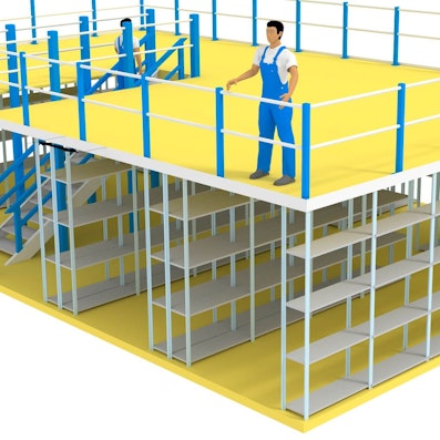 Detailansicht des Geländers für Mehrgeschossanlage mit aufgesetzter Bühne, Zeichnung Detailansicht des Geländers für Mehrgeschossanlage mit aufgesetzter Bühne, Zeichnung