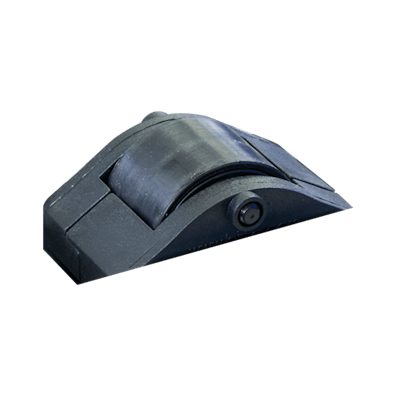 Detailansicht einer Bremsrolle für Stückgutdurchlaufregal Detailansicht einer Bremsrolle für Stückgutdurchlaufregal