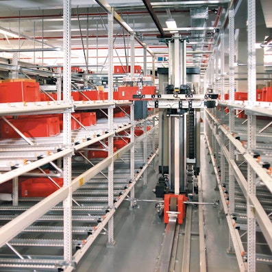 Foto Stückgutdurchlaufregal, Beschickung mit automatisiertem Kleinteilelager AKL, Referenz Zwiling J.A. Henkels AG Foto Stückgutdurchlaufregal, Beschickung mit automatisiertem Kleinteilelager AKL, Referenz Zwiling J.A. Henkels AG